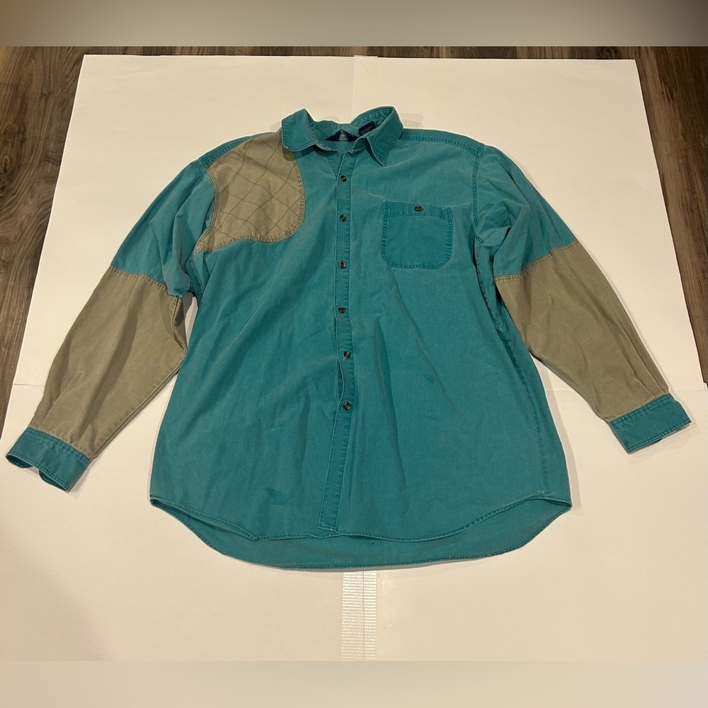 Columbia Teal and Olive Casual Button Down Shirt